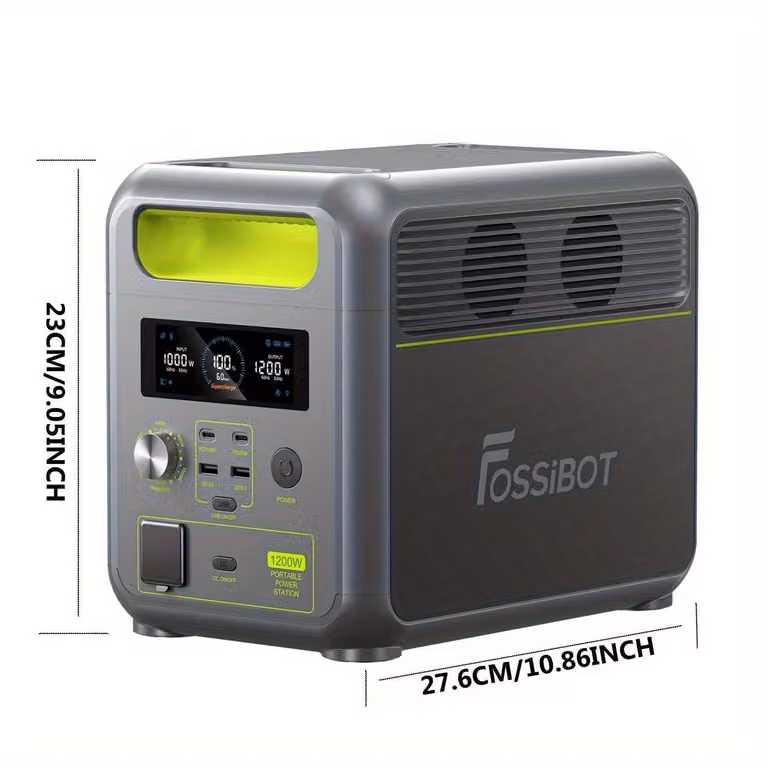Stazione portatile di alimentazione F1200, generatore solare LiFePO4 da 1024Wh, con 2 potenziamenti di potenza da 1200W, uscita AC da 2400W, porta Type C da 100W, ideale per viaggi, campeggio e uso domestico