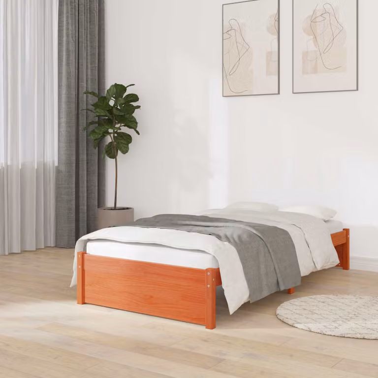Struttura del letto in pino massello vidaXL colore marrone