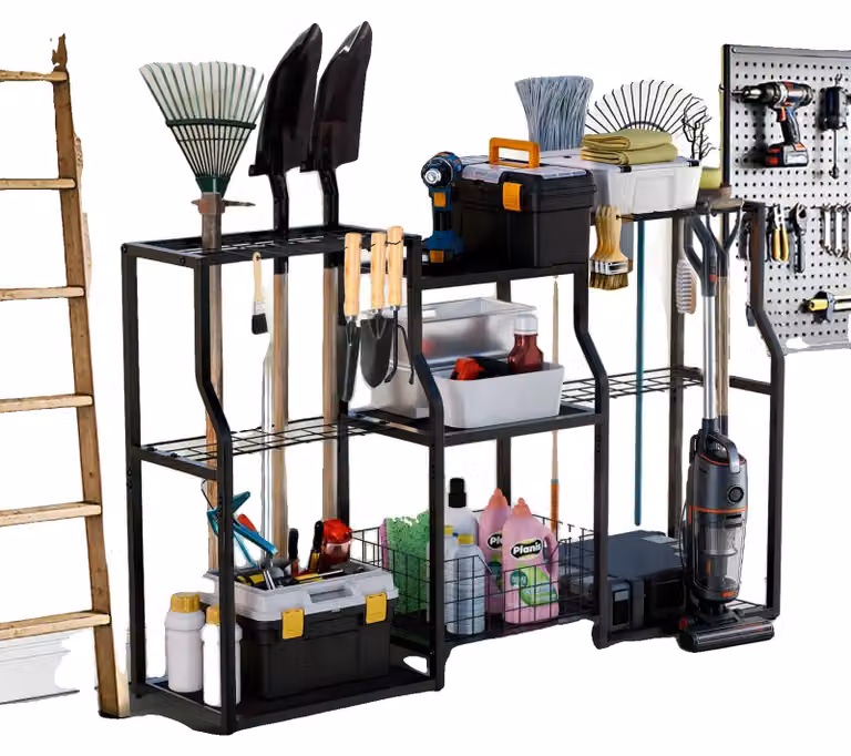 Organizzatore per utensili, struttura in metallo, design salvaspazio, colore nero