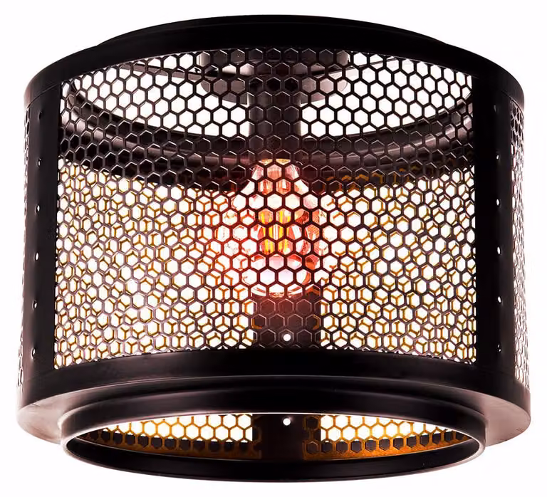 Lampada da soffitto LED intelligente, ideale per la camera da letto, con paralume a griglia, finitura oro e nero