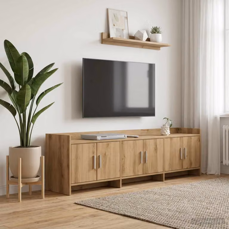 Mobile TV vidaXL moderno in rovere e metallo, L: 168 cm, P: 33 cm, H: 47 cm