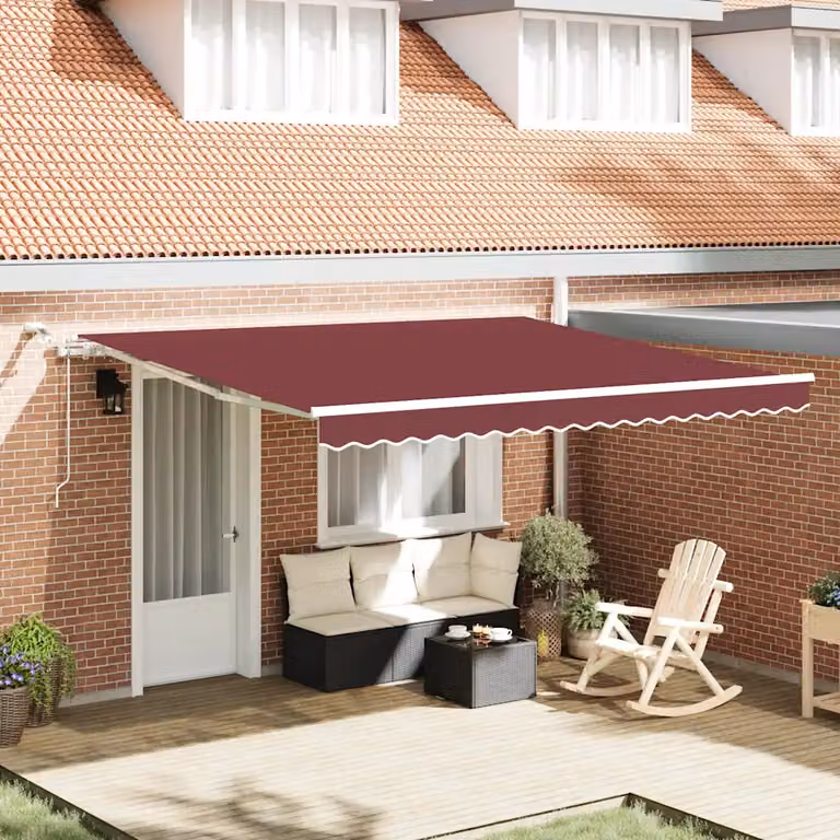 vidaXL Tenda da Sole Retrattile Automatica con LED e Telecomando, Rosso e Bianco, L 400 x P 300 cm