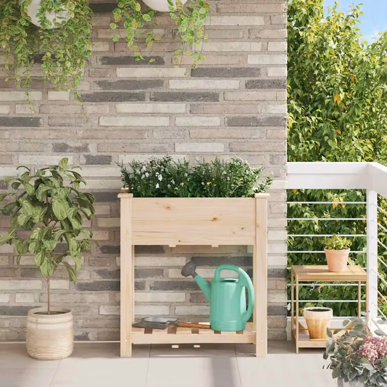 vidaXL Vaso da giardino in legno Beige L: 71 cm, P: 37 cm, H: 76,5 cm