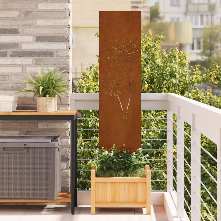 Paravento per privacy da giardino vidaXL in acciaio color marrone, L: 32 cm, H: 140 cm