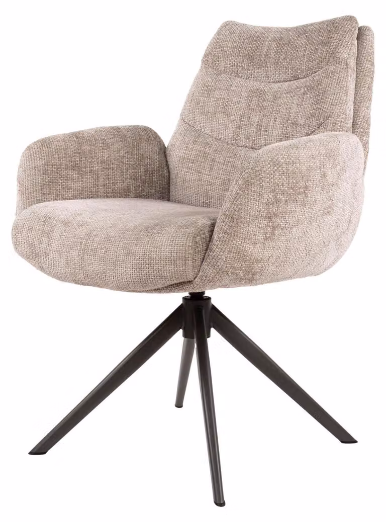 Sedia da pranzo FURNLUX Lounge Ecru e Nero 66 cm / Colore principale: beige / Dimensioni: 66 x 90 x 67 cm