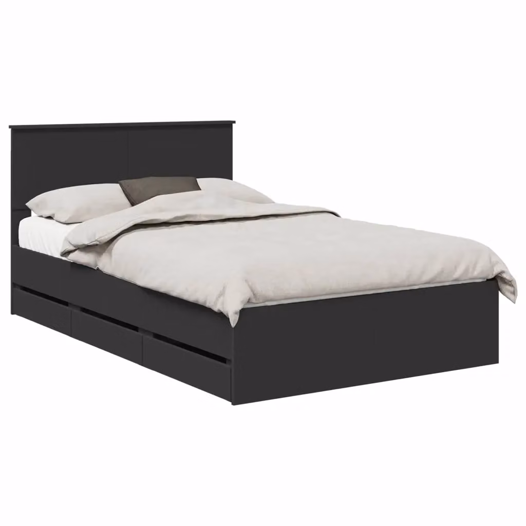 Struttura letto moderna vidaXL con cassetti in legno ingegnerizzato nero 120 x 200 cm – 2