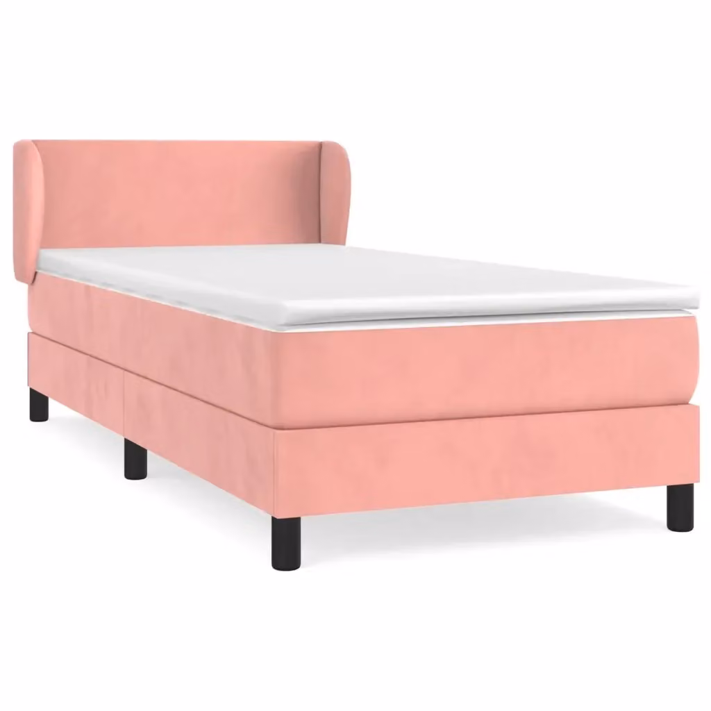 vidaXL Giroletto a Molle con Materasso Ibrido in Velluto Rosa e Bianco L/P/H: 200 x 80 x 83 cm – 2