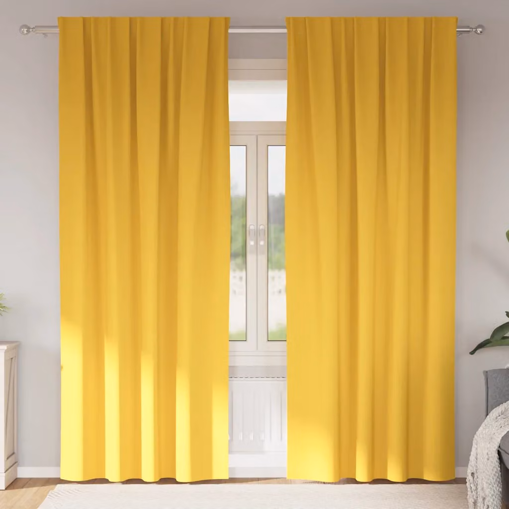 Set di 2 tende blackout vidaXL con anelli, colore giallo, H 225 cm x L 140 cm