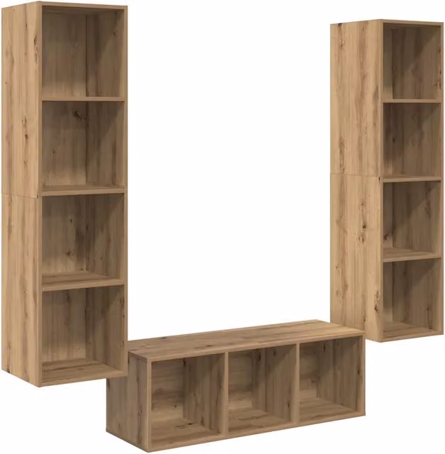 Set mobile TV 3 pz | Armadietto TV | Mobile Porta TV Rovere artigianale Legno multistrato