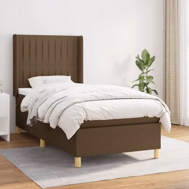 Letto Ibrido con Giroletto a Molle e Materasso vidaXL in Legno e Tessuto, Marrone e Bianco, L/P/H: 80 x 200 cm – 1