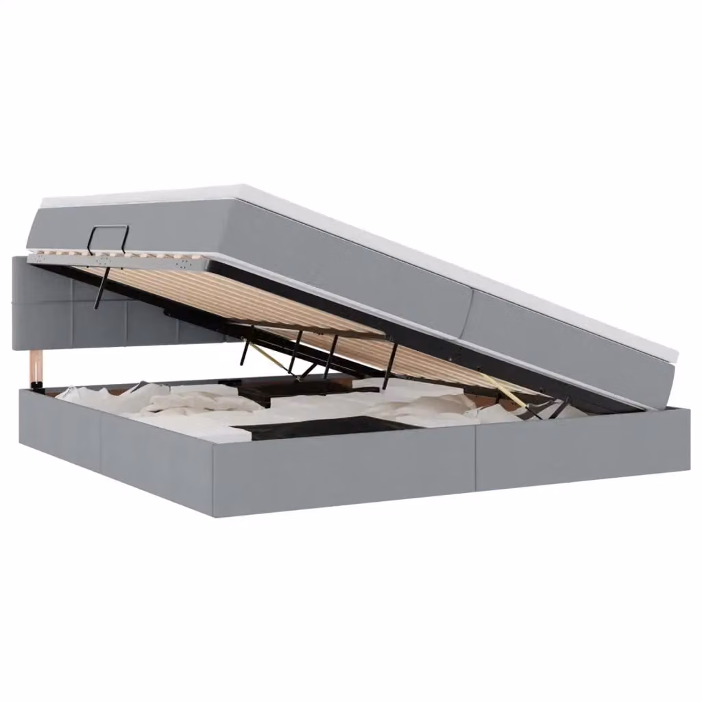 Letto con contenitore e illuminazione LED vidaXL in tessuto Grigio, L/P: 200 x 200 cm – 2