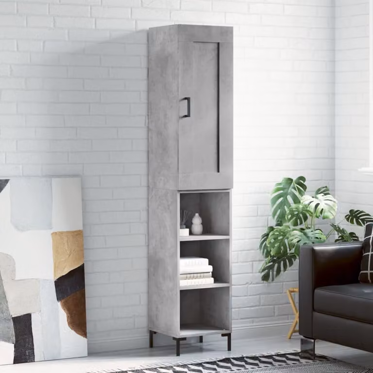 vidaXL Credenza Moderna Grigia in Legno e Metallo con Ante a Battente L/P/H: 34,5 x 34 x 180 cm