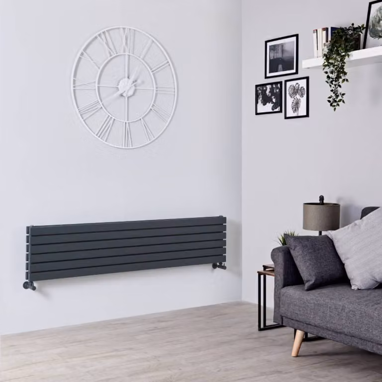 Radiatore di Design Orizzontale Antracite - 354 x 1600mm - 1049W - Sloane