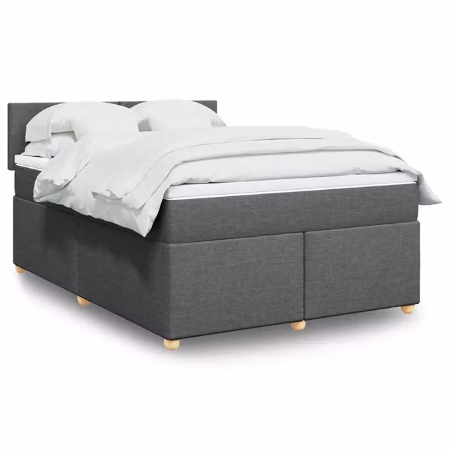 Letto Ibrido vidaXL con Materasso Grigio e Bianco, Struttura in Legno di Pino e Doghe Arcuate, con Illuminazione Sotto il Letto e Porta USB, L/P: 160 x 200 cm – 1