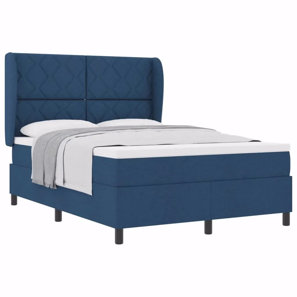 Letto a molle moderno con testiera in tessuto blu vidaXL L/P: 160 x 200 cm – 2