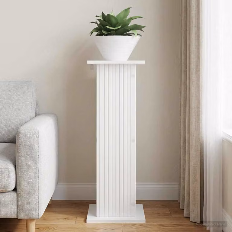 vidaXL Supporto per piante moderno in MDF Bianco Lucido L/P/H: 30,5 x 30,0 x 80,5 cm