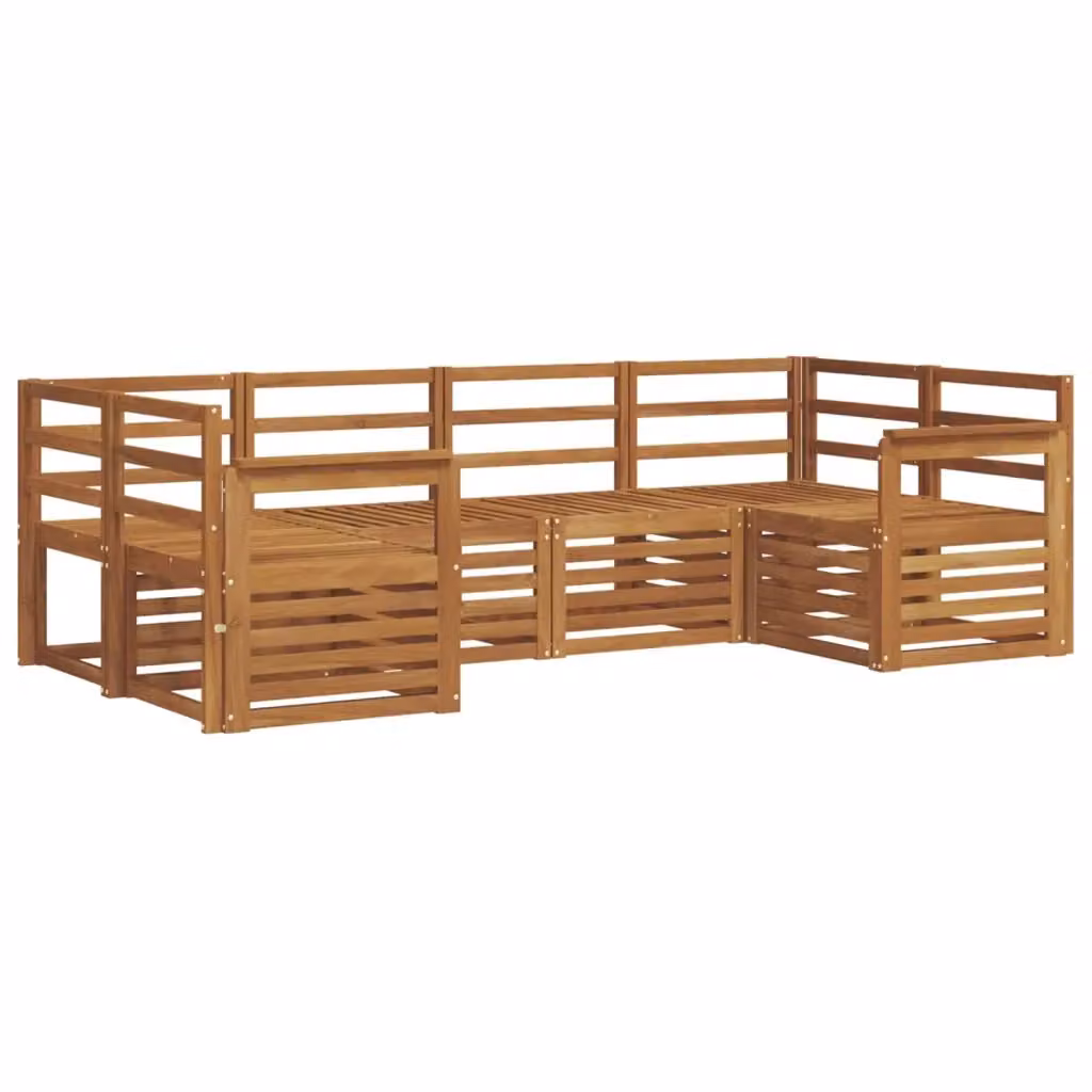 Set di divani da esterno a L vidaXL in legno di acacia con cuscini beige e marrone – 2