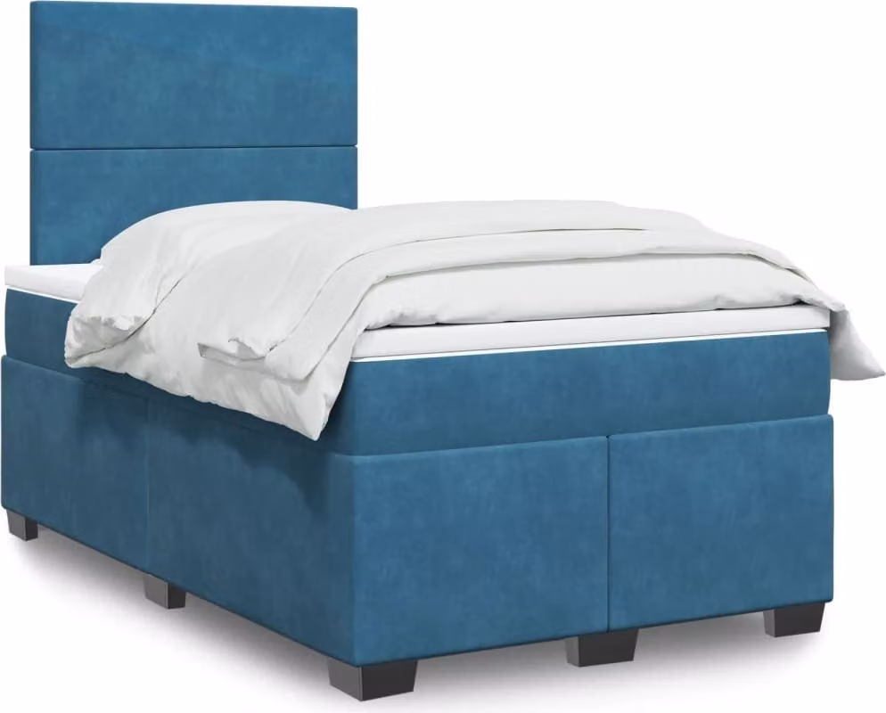 Maison Exclusive - Letto boxspring con materasso blu 120x200 cm in velluto