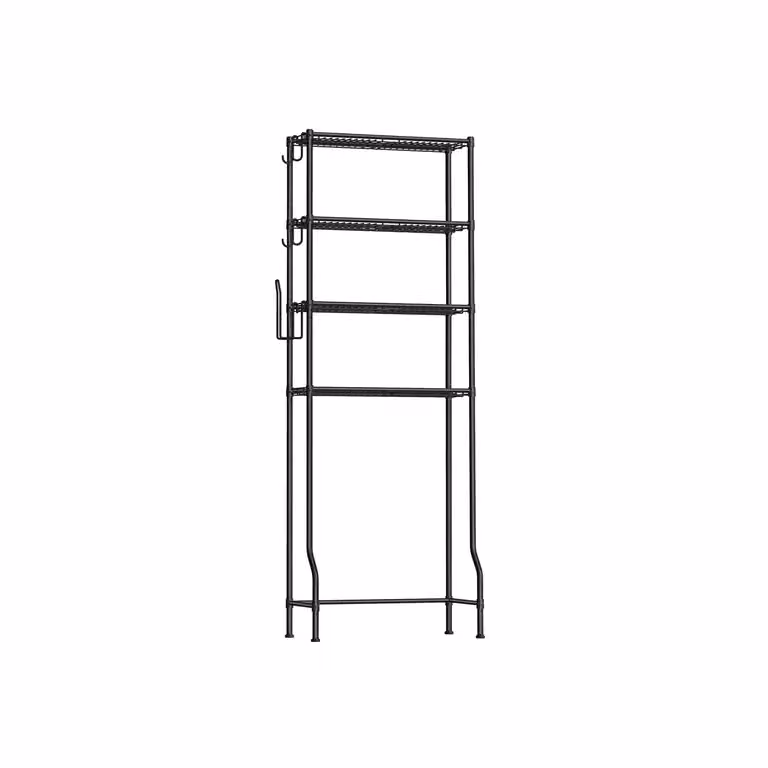 Scaffale sopra WC a 4 Ripiani Nero, Nero