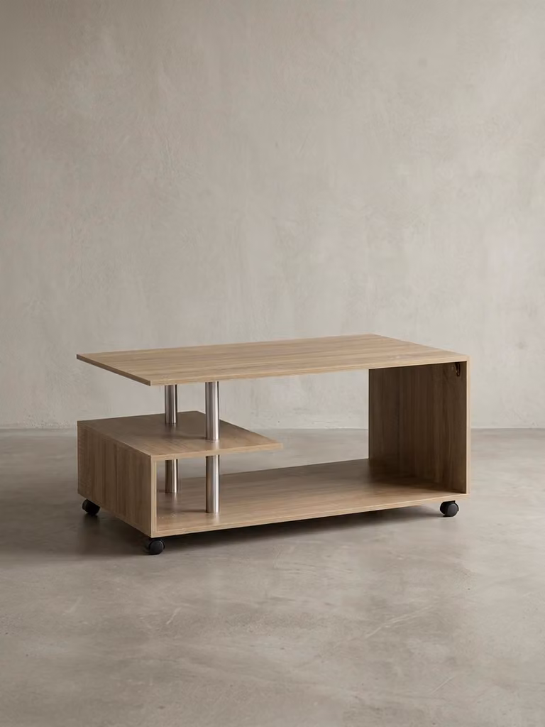 Tavolino design WL5.735 105 x 48,5 x 60 cm Sonoma Girevole con rotelle, tavolino da salotto Coffee Table, tavolino da divano Tavolino da salotto in legno, tavolino da caffè con spazio contenitivo