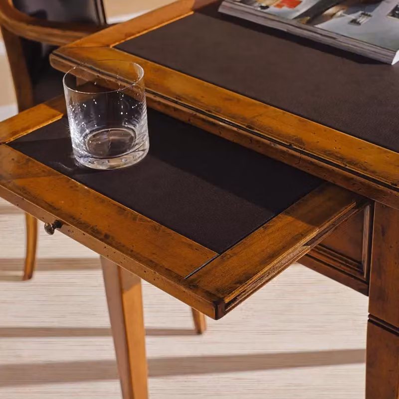 Scrivania classica in legno di faggio color marrone con 1 cassetto e 1 tiretto Mobili 2G L: 90 cm, P: 53 cm, H: 80 cm – 3