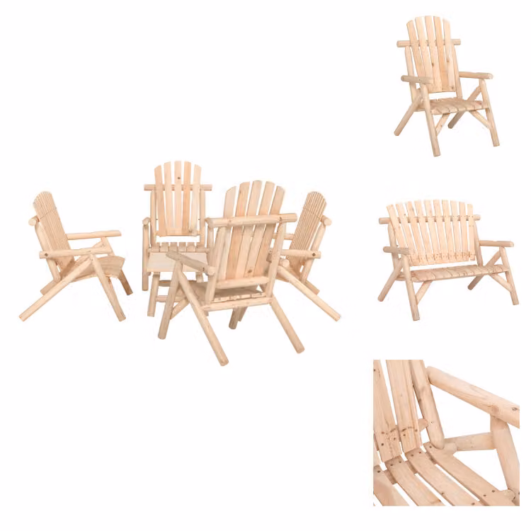vidaXL Set di 5 pezzi per salotto da giardino in legno massiccio di abete rosso - Set di mobili da giardino