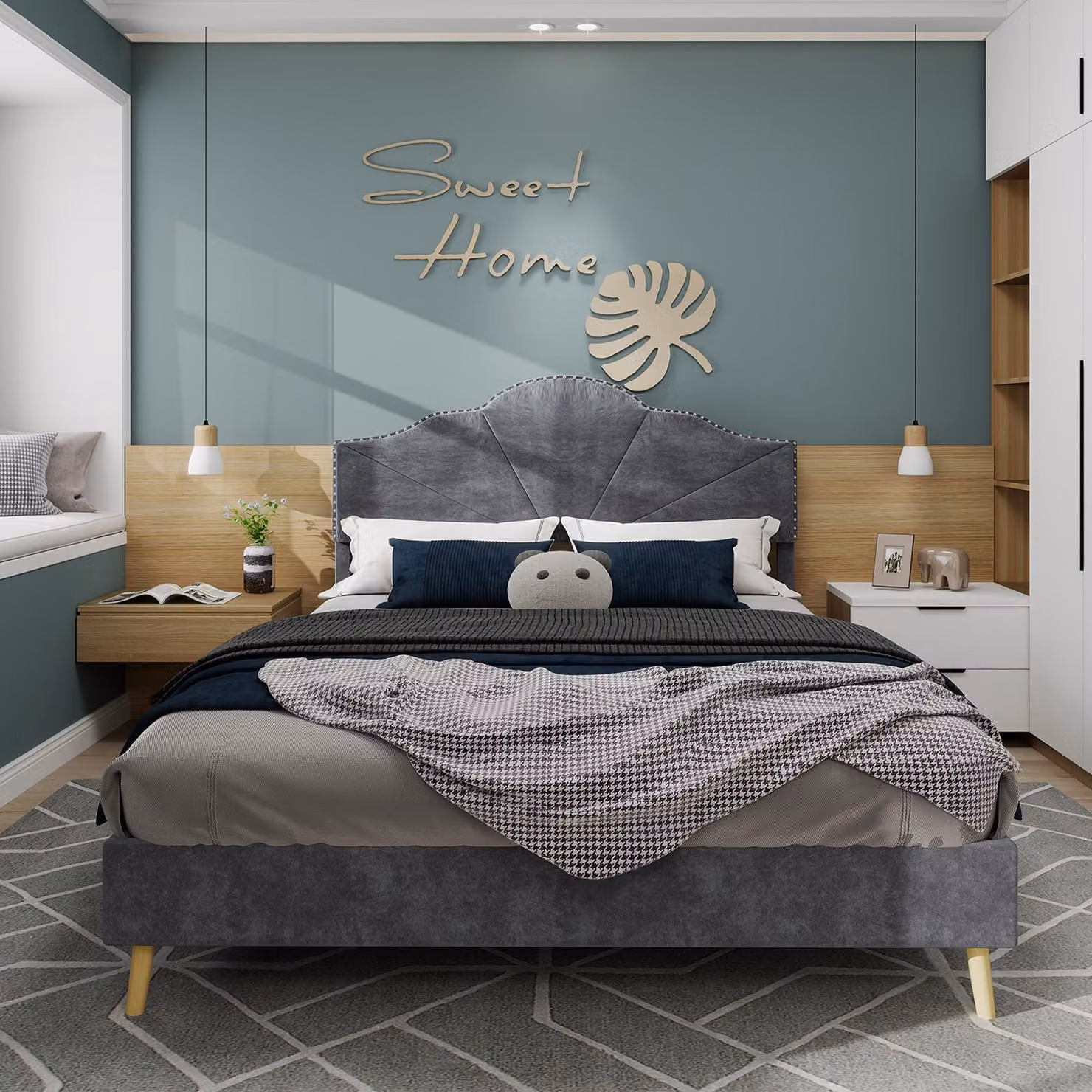 Sweiko Letto moderno minimalista morbido, testata confortevole e morbida, 140x200CM, grigio, mobili multifunzionali per la camera da letto, struttura del letto a contenitore basso non include asta a gas, non include materasso.