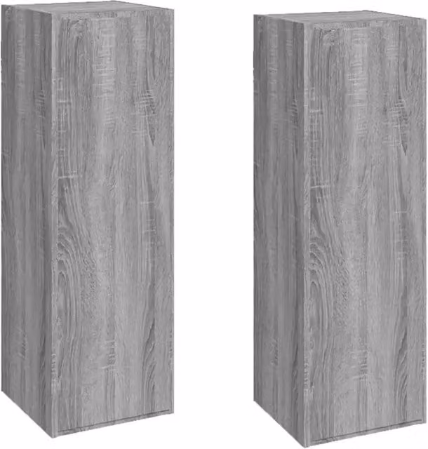 Set di 2 mobili porta TV sospesi moderni spazio di archiviazione 30,5 x 30 x 90 cm in legno ingegnerizzato grigio 02_0048243