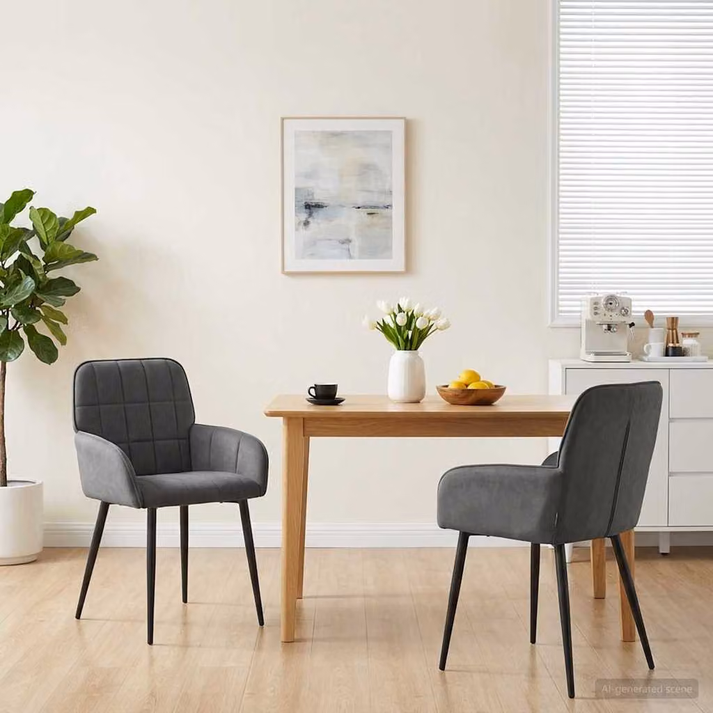 Set di 2 sedie da pranzo vidaXL in velluto grigio scuro, design moderno per cucina e sala da pranzo, L: 56.5 cm, P: 50 cm, H: 85 cm