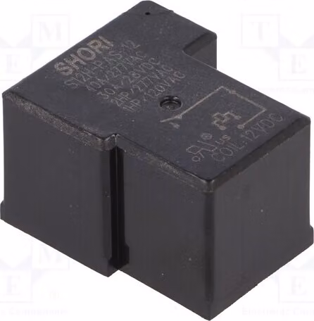 1 relè: elettromagnetico - contatto normalmente chiuso (NC), bobina: 12 VDC, serie: S12H, modello: S12H-PAS-12, elettromagnetico