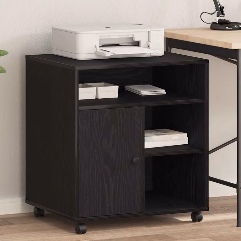 vidaXL Supporto per Stampante Moderno in MDF Nero L 60 cm x P 50 cm x H 67 cm