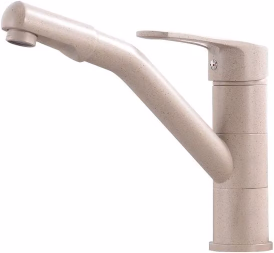 Kraan per cucina, con rubinetto a comando, modello a ceramica con vaschetta rotante a 360°, versione per cucina in esecuzione extra solida (classico freddo, beige)