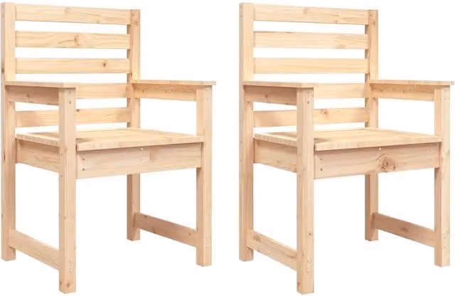 Set di 2 sedie da giardino in legno di pino beige con braccioli, L: 60 cm, P: 48 cm, H: 91 cm – 1