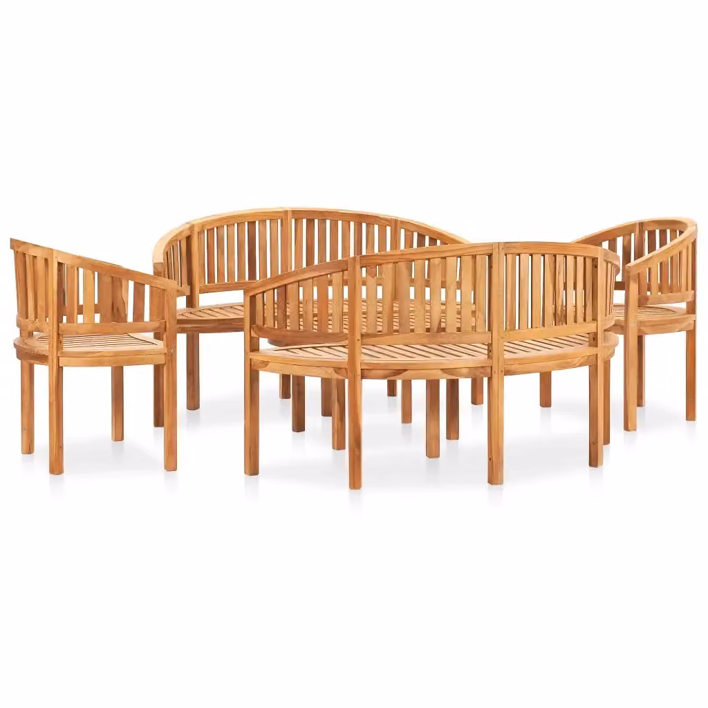 Set Salotto da Giardino vidaXL in Legno di Teak Marrone, 5 Pezzi con Divano a 3 Posti e Tavolino da Caffè – 2