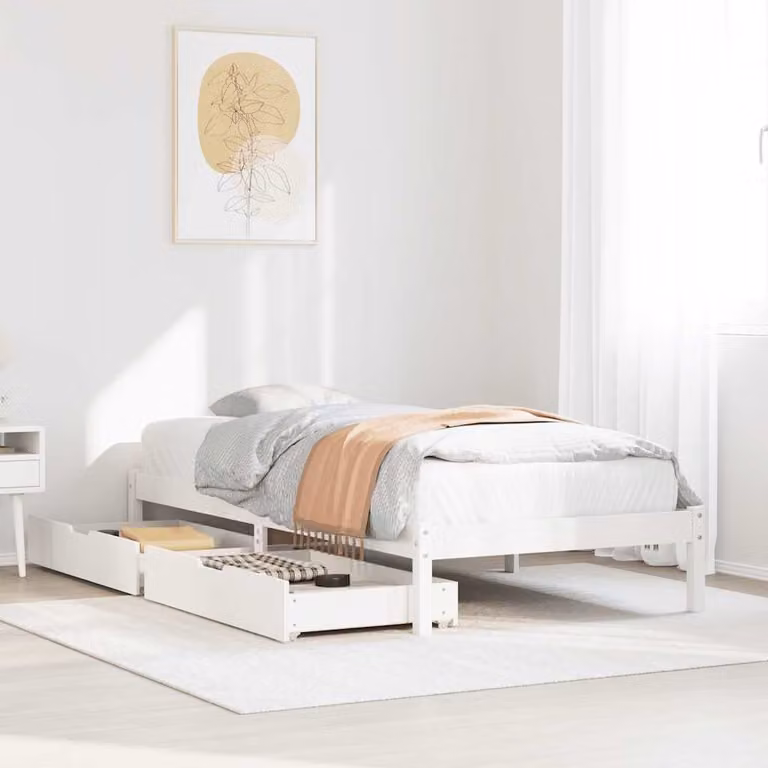 Letto con cassetti vidaXL in legno massello di pino bianco L: 190 cm, P: 80 cm, H: 80,5 cm