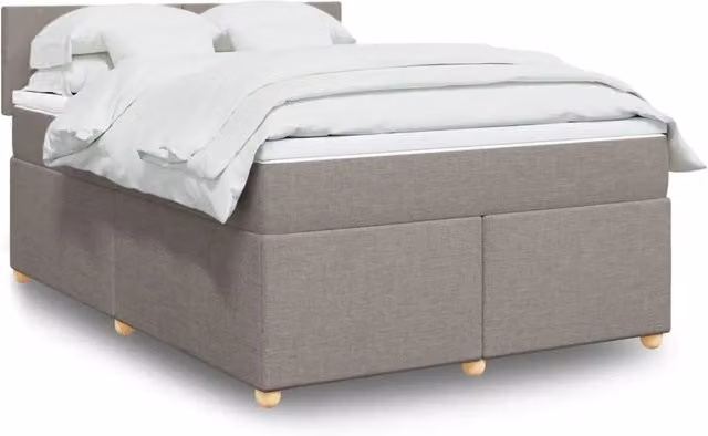 Letto Ibrido vidaXL con Materasso a Molle Insacchettate in Tessuto Beige e Grigio L/P: 140 x 190 cm