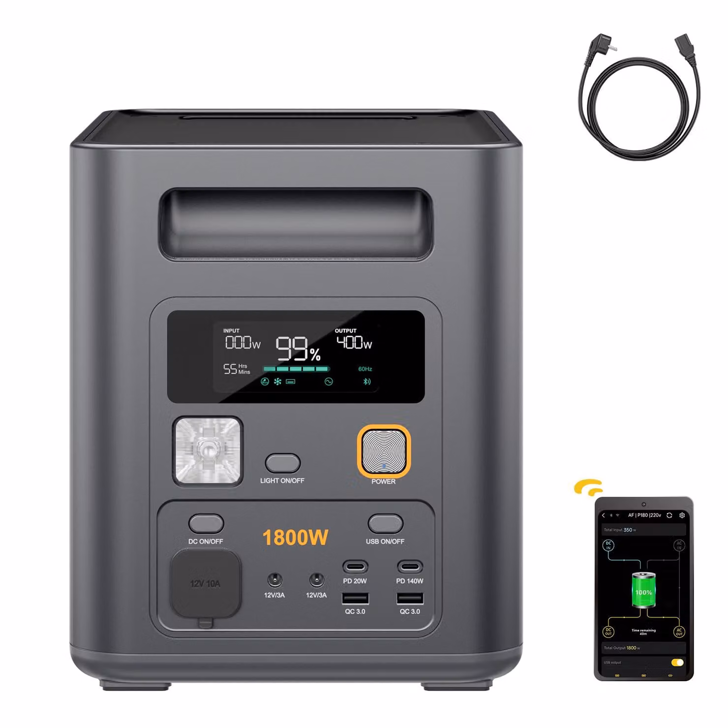 AFERIY P180 Pro Power Station Portatile 1800 W 1024 Wh LiFePO4, Espandibile fino a 5120 Wh, Controllo App, UPS < 10 ms