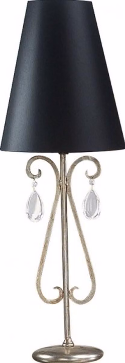 Lampada da tavolo in stile barocco "Casa Padrino", nera e argentata, con cristalli di vetro, dimensioni 84 x 31 cm