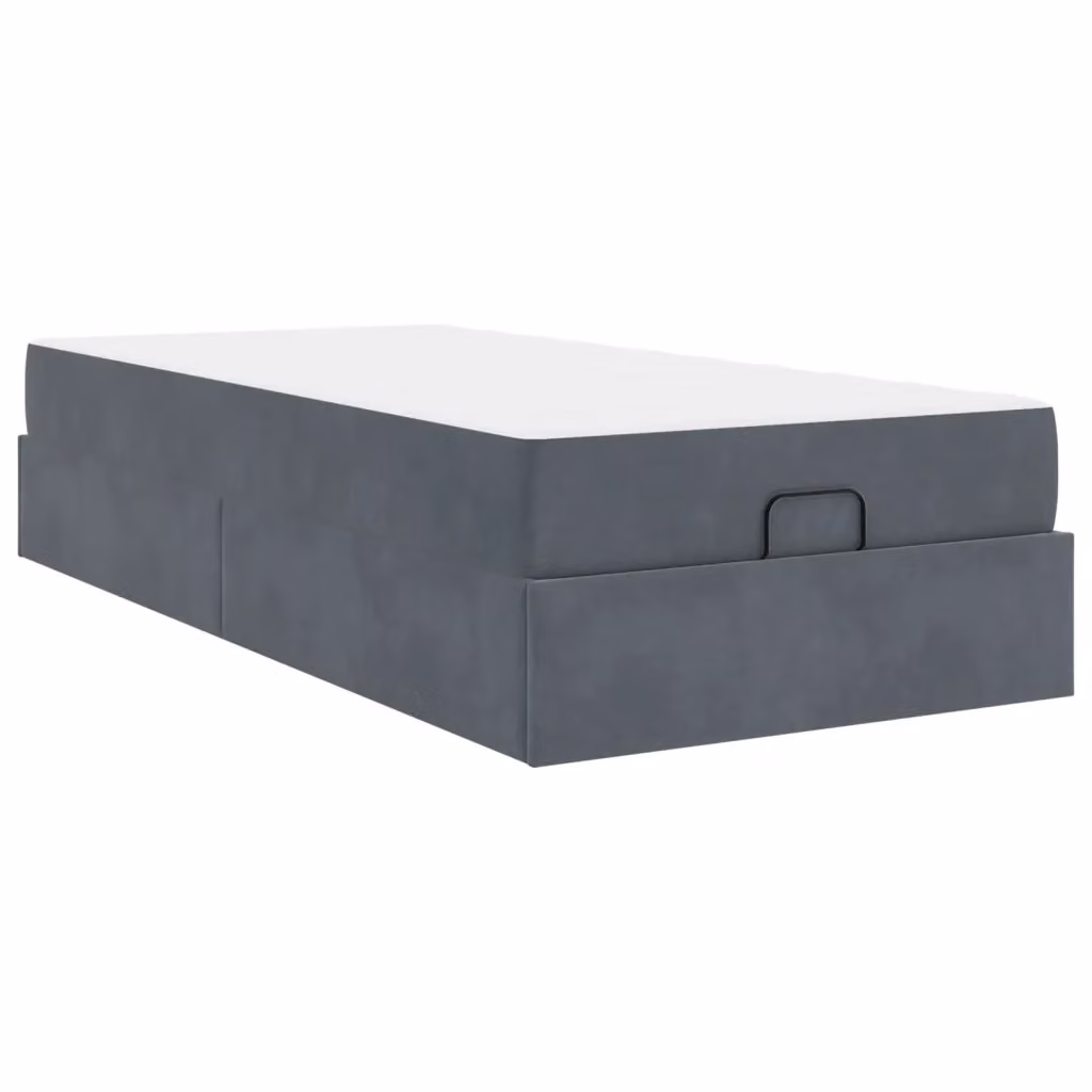 vidaXL Struttura letto con 2 materassi in velluto grigio con cassetti L/P/H: 90 x 190 x 66 cm – 2