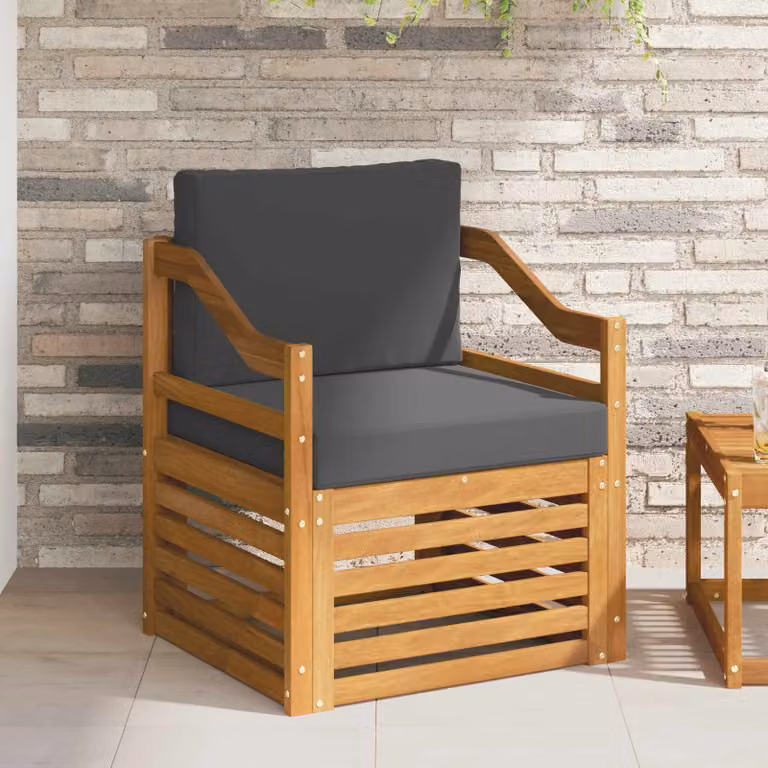 Set di divani da esterno vidaXL in legno di acacia massello con cuscini inclusi, colore antracite, marrone o grigio