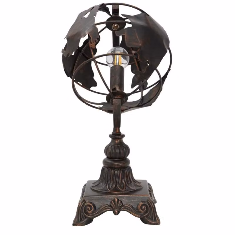 Lampada da tavolo in metallo stile industrial World Industry, disponibile in nero o marrone, L 24 cm x P 20 cm x H 40 cm – 2