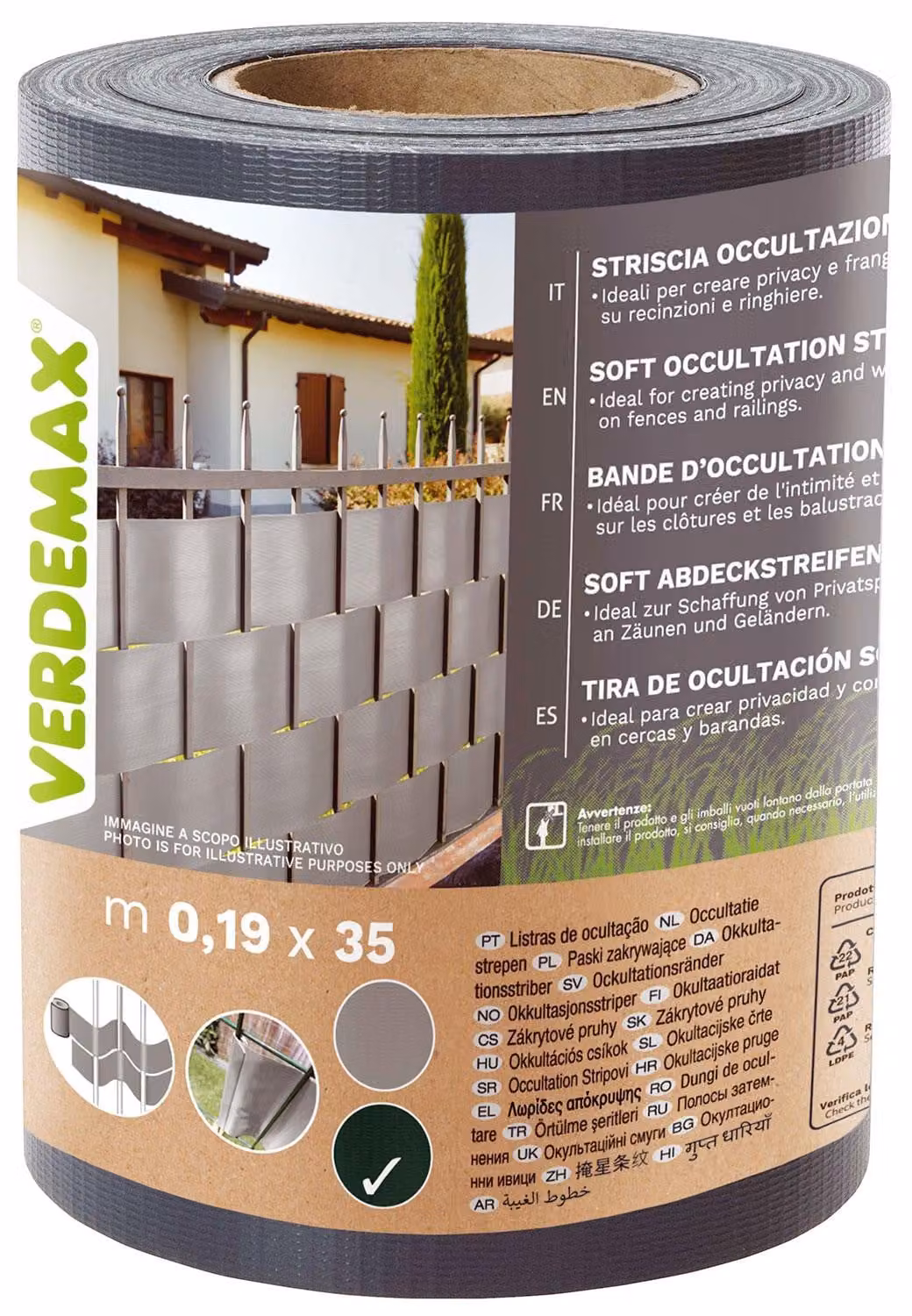 Telo di Occultazione Striscia Soft Verdemax 20x350 cm in PVC Resistente a UV Antracite