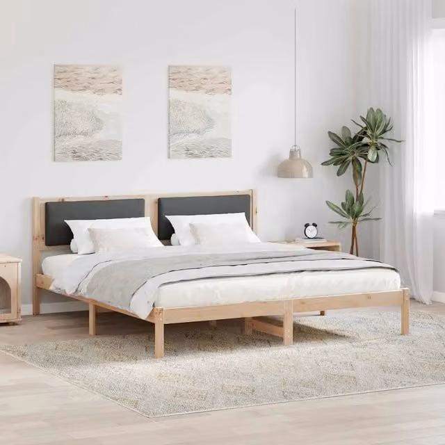 Struttura letto in pino massello grigio scuro con design minimalista L: 180 cm, P: 200 cm, H: 10 cm x 205,5 cm x 85,5 cm – 1