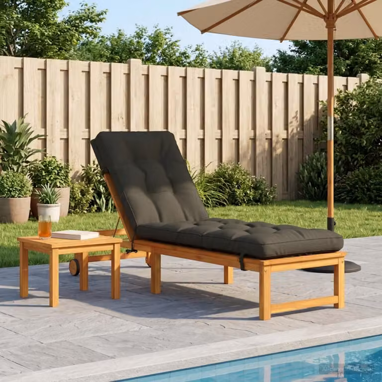 Cuscino per lettino vidaXL VIANEN in poliestere con rivestimento rimovibile e resistente ai raggi UV, colore antracite