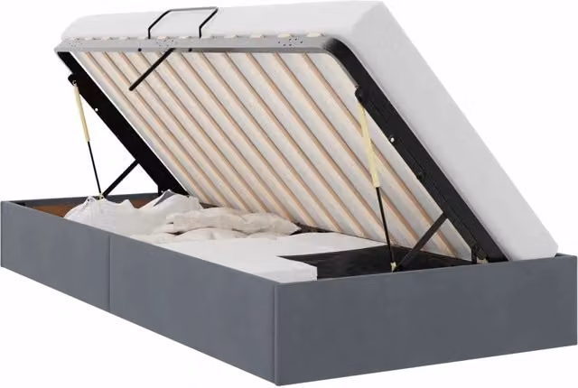 Letto singolo | Letto per adulti | Letto ottomano Grigio Scuro 90 x 190 cm Velluto