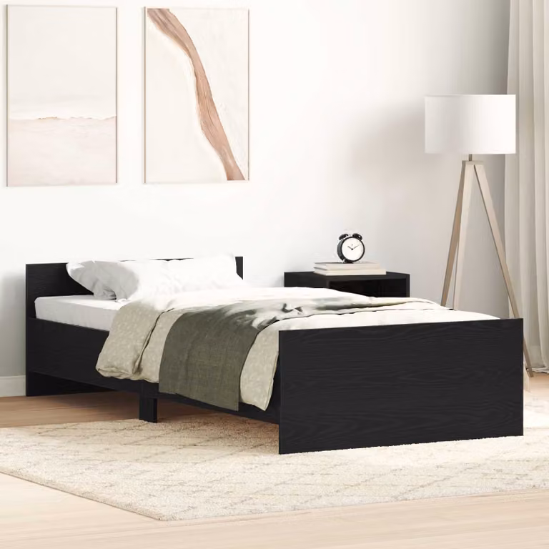 Struttura del letto moderna vidaXL in legno nero, L 80 x P 200 cm