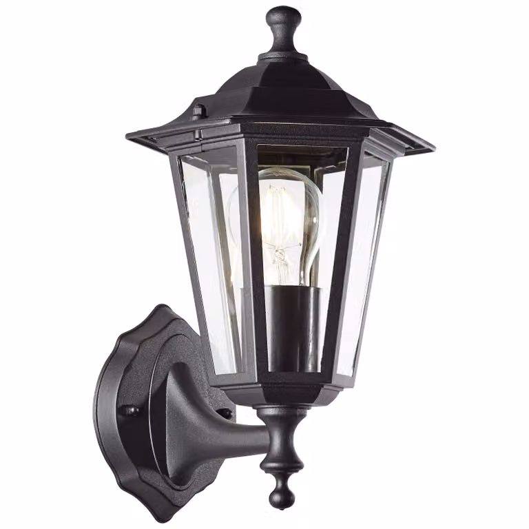 BRILLANTE applique da esterno Carleen | luce decorativa da esterno | nero | 1x E27 max. 60 W | IP44