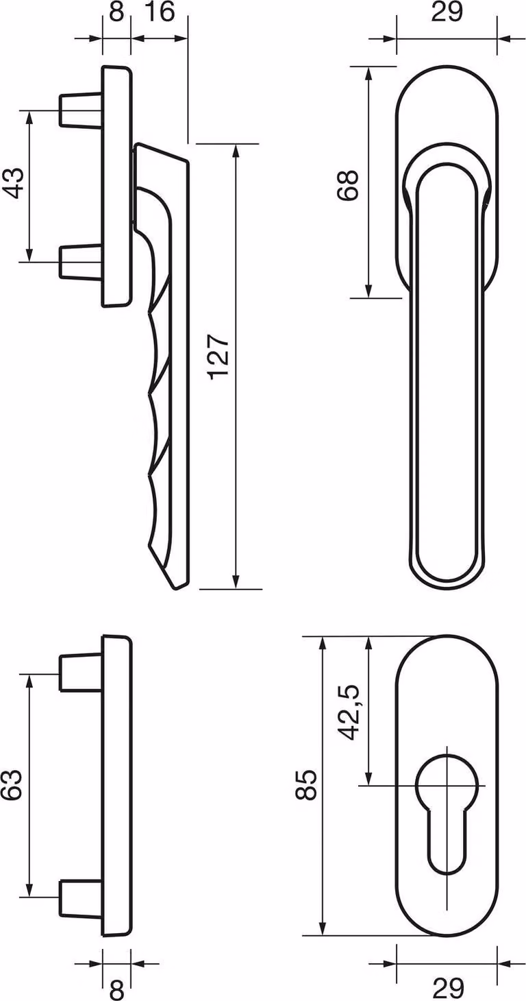 HOPPE maniglia per portafinestra mezzo set LIÈGE - esterno piatto, bronzo