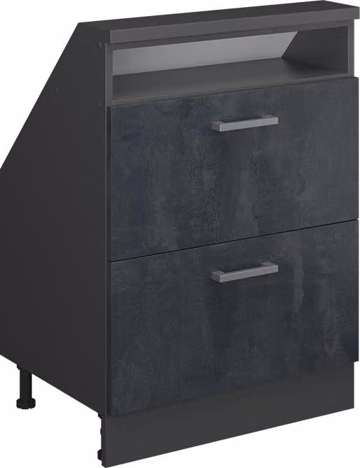 Mobile cucina sottotetto Vicco R-Line Calce nera 60 cm con 2 cassetti, Model 58216