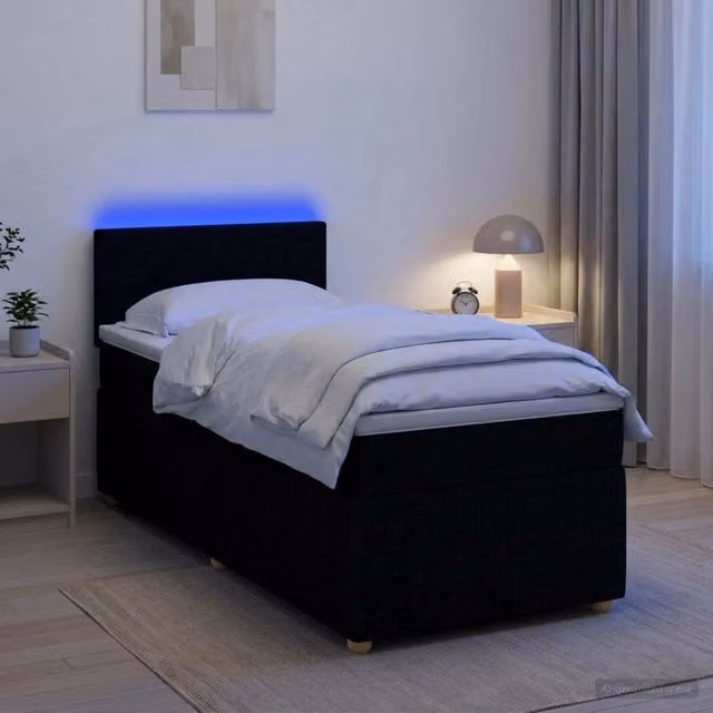 Letto box spring ibrido vidaXL con materasso a molle insacchettate e base contenitore, colore nero, L/P/H: 190 x 90 x 46 cm – 1
